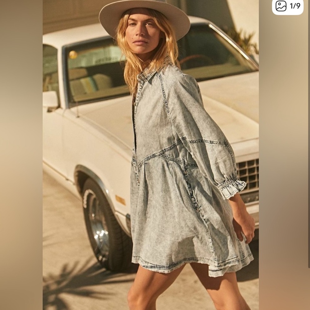 Free People We The Free Hannah Denim Button Up Dress